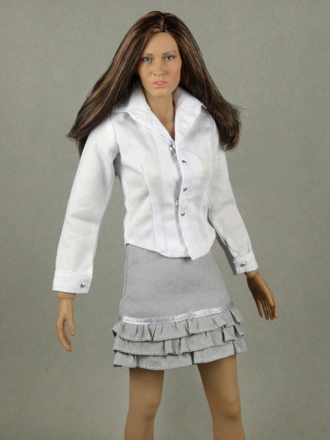 Nouveau Toys 1/6 Scale Female White Shirt & Gray Layered Skirt Set